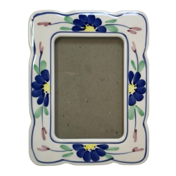 Ceramic Hand Painted Floral Tabletop Photo Frame Easel Backing - Picture 1 of 5